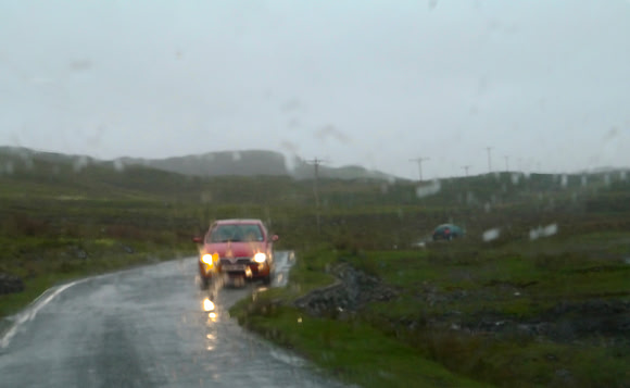 The Road to Elgol. A wet and windy B8083. Isle of Skye