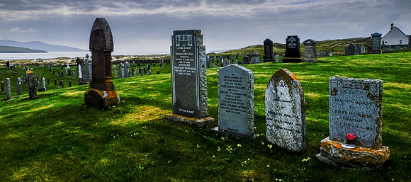 The cemetery at Luskentyre, Harris, overlooking the beach.