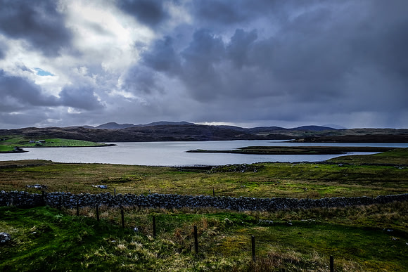 View across The Machair from the Callanish Standing Stones visitor centre.