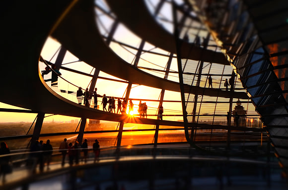 Sunset from inside the Reichstag  Dome